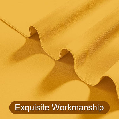 DWCN 10x7 FT Backdrop Curtains for Parties, Photography Backdrop Drapes with Rod Pockets for Wedding Decorations Stage Birthday Family Gatherings, 2 Panels 5ft x 7ft, Orange Yellow