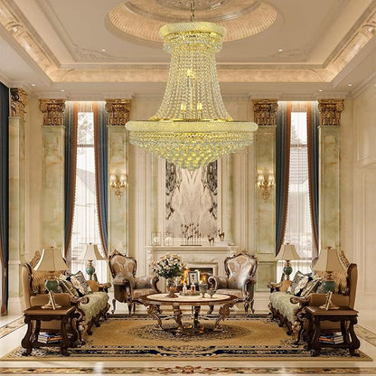 Luxury Gold Crystal Chandelier 20-Light, Empire Crystal Chandelier Light Fixture Ceiling Haning Chandelier Crystal Pendant Light for Living Room Dinning Room Stair (32in-20 Lights, Gold)