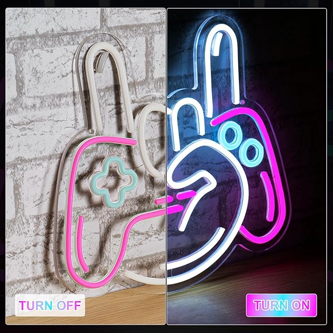 Gamer LED Neon Sign for Wall Decoration Lightness Controllable neon Light for Man cave Decor, Christmas Ornament, Party and Game Room 5v USB Power