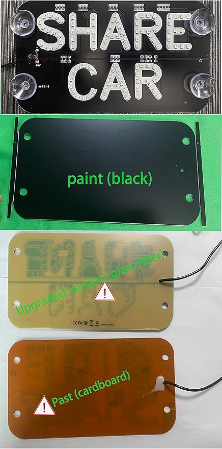 LED Car Sign Decor, Decal Stickers With Suction Cups, Flashing Hook on Window, Light With Cigarette Lighter Power Interface - Red