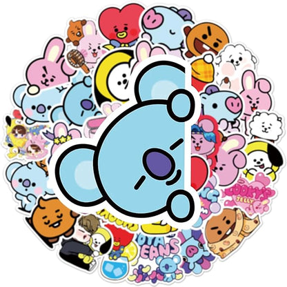 50PCS Cartoon BT21 Deals for Fans Boys Team Stickers BT21 Waterproof Vinyl Decals Laptop,Scrapbooking,Journal,Cell Phones, Water Cups Sticker (BBT21)