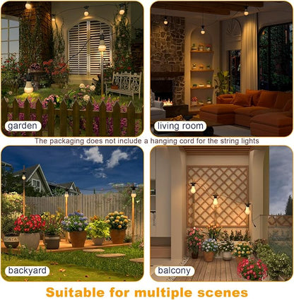 LED Grow Light Bulbs on a 22 ft Rainproof String, 90W Waterproof Full Spectrum Hanging Plant Growing Lamps, E26 Base for Backyard, Garden, Farm (6 Lights)