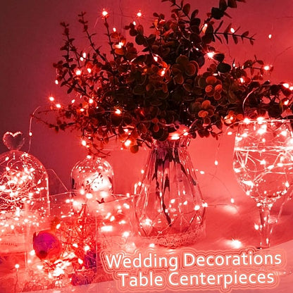 SmilingTown 15 Packs 20 Led Red Fairy Lights Battery Operated 6.6ft Silver String Lights Waterproof Firefly Starry Light for Bedroom Dorm DIY Table Centerpieces Halloween Christmas Party Decor