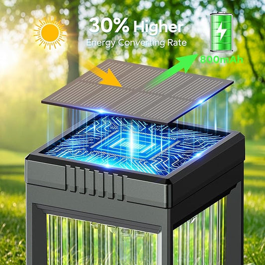 Taller Solar Pathway Lights Outdoor, 4 Pack Upgraded Solar Lights Outdoor Waterproof, Bright Up to 15 Hrs Outdoor Solar Lights for Garden Yard Patio Path Walkway Driveway Decor Cool White