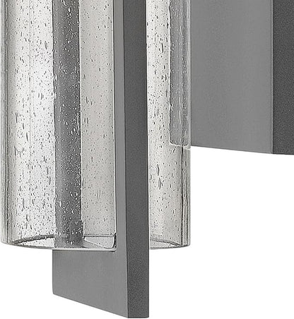 Hinkley Shelter Medium Outdoor Wall Mount Lantern, Minimalist Style, Dark Sky-Compliant, Solid Aluminum/Clear Seedy Glass, Hematite