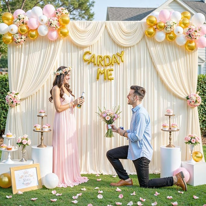 4 Panels Champagne Backdrop Curtain for Baby Shower Wrinkle Free 20ft x 10ft Backdrop Drapes Panels for Parties Wedding Bridal Shower Birthday Photo Photography Fabric Background Decoration