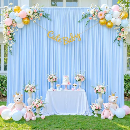 6 Panels Baby Blue Backdrop Curtain for Baby Shower Parties Wrinkle Free Light Blue Curtains Backdrop Drapes Fabric Decoration for Birthday Party Photography 30ft(W) x 10ft(H)