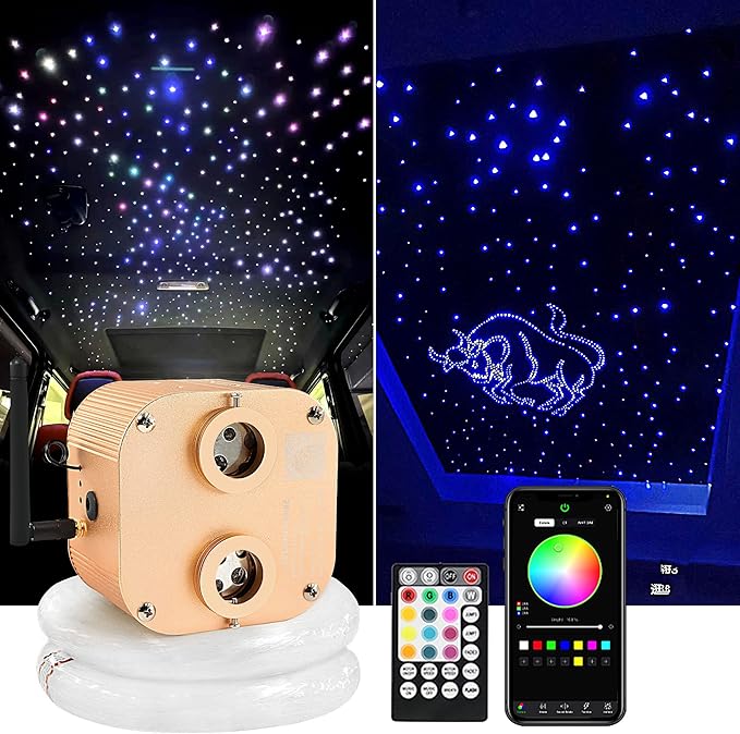 ATOKEE Starlight Headliner Kit 1100pcs 0.03in 13.1ft, 20W Twinkle Dual-Head Fiber Optic Star Lights for Car Roof Controlled with APP/Remote