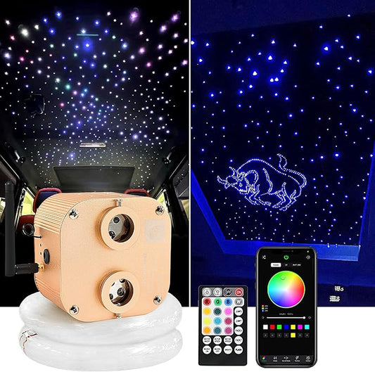 ATOKEE Starlight Headliner Kit 1100pcs 0.03in 13.1ft, 20W Twinkle Dual-Head Fiber Optic Star Lights for Car Roof Controlled with APP/Remote