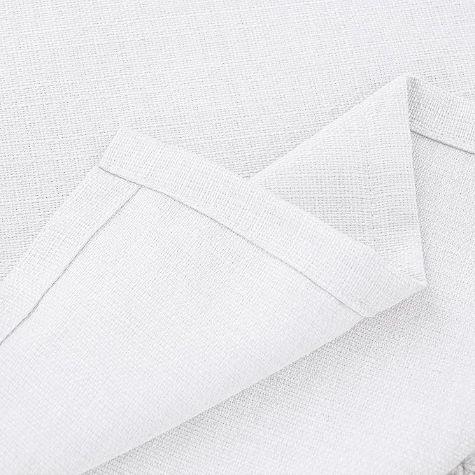 BGment Pure White Curtains 45 Inch Length 2 Panels Set for Bedroom, Grommet Thick Linen Look Burlap Textured Light Filtering Privacy Window Drapes for Farmhouse Living Room, 42 x 45 Inch