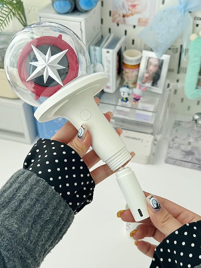 Mandu Deco Rechargeable Kpop Lightstick Battery for K-pop Concerts, Protective Cap with Keychain, Lasts 4 to 6 Hours, White