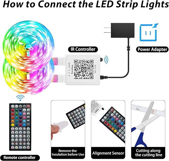 Ledagic Led Lights for Bedroom 250ft (2 Rolls of 125ft) Color Changing RGB Led Strip Lights with 60 Keys Remote and App Control, Music Sync Led Lights for Room Kitchen Party Home Decor
