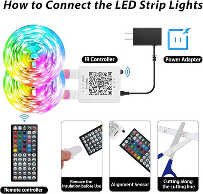 Ledagic Led Lights for Bedroom 200ft (2 * 100FT) Music Sync Color Changing Led Strip Lights, RGB Led Light Strip with Remote and App Control, Cuttable Led Tape Light for Home Decor Gaming Accessories