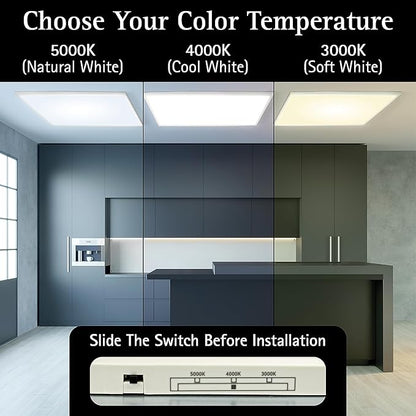 Ultralux 2x4 ft Surface Mount Ceiling Light Panel – Slim, Edge Lit, Flush Mount Flat Panel for Kitchen, Home & Office - TRIAC Dimmable, 3CCT Adjustable Color Temperature (Matte White, 1 Pack)