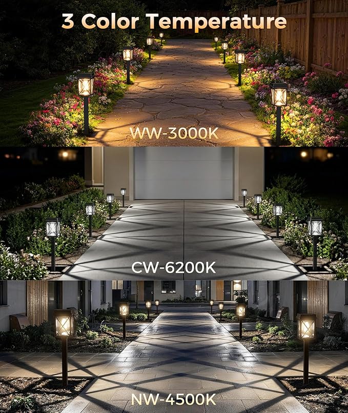 XMCOSY+ 12 Pack Solar Pathway Lights, 50LM Bright Garden Lights Solar Powered, Long Lasting Outdoor Solar Lights for Yard Backyard Driveway Walkway Landscape Path (Warm/Cool White)
