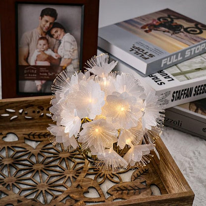 Fiber Optic Flower String Light, 14ft 20 Led Flower Light Waterproof, Battery Powered, for Bedroom, Christmas Tree, Garland, Wedding Party, New Year, Garden Romantic Decor Warmwhite