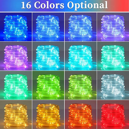 ANJAYLIA 33FT 100 LED Color Changing Rope Lights, 18 Colors Outdoor String Lights with Plug & Remote, Led Rope Lights Outdoor Waterproof, Christmas Lights for Bedroom Deck Halloween Decorations