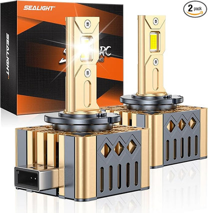 SEALIGHT D1S D1R HID Bulbs, 6500K Cool White 10X Brightness HID Xenon Assembly Replace 66144 66140 85140 85415 (85415C1) 0.01S Instant Start Fog Light Bulbs, Pack of 2