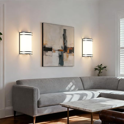 Aipsun Black Wall Sconces Set of Two, Hardwired Indoor 15W LED Modern Dimmable 3000K 4000K 5000K Wall Sconce Lighting for Living Room Hallway Bedroom