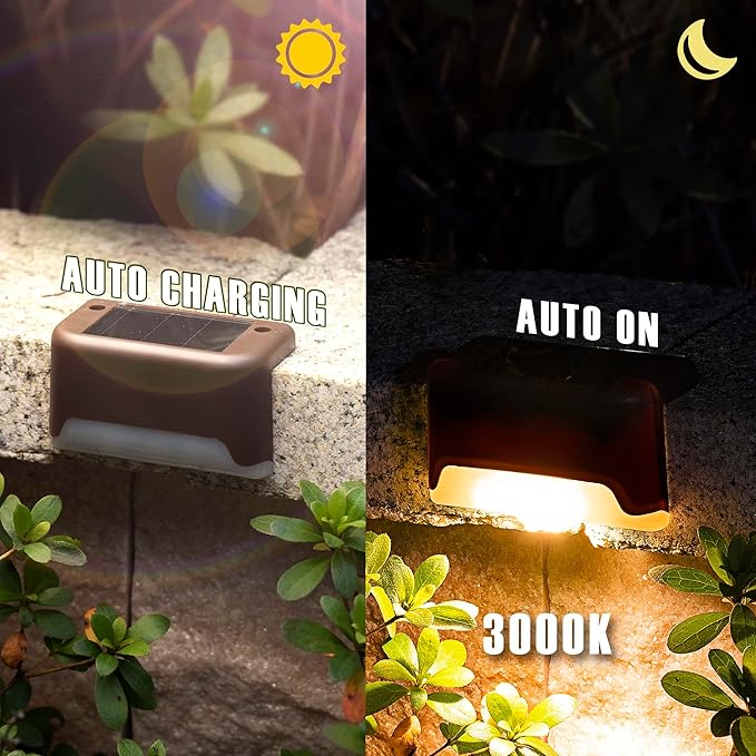 PATIOWIN Solar Step Lights 20 Pack, Solar Powered Deck Lights of Waterproof LED for Stairs, Fence, Yard, Patio, and Pathway (Warm White)
