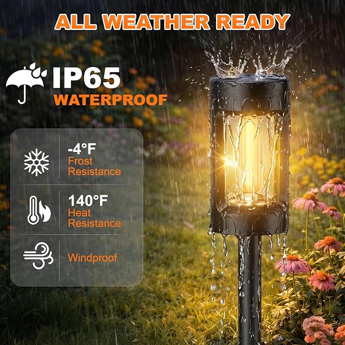 Solar Lights Outdoor，2 Pack Solar Pathway Lights with Acrylic Wick and 3000K IP65 Waterproof Lights for Lawn Patio Walkway Driveway Decor Landscape