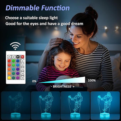 OkiyiD Lacrosse Gifts for Boys Men,Lacrosse Night Light 3D Illusion Lamp with 16 Colors Remote Control,Lacrosse Accessories Stuff Gifts for Boys Athletes Birthday Xmas Decor