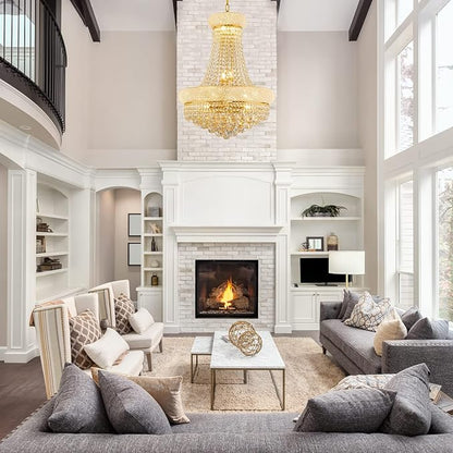 12 Lights Gold Finish Empire Crystal Chandelier Lighting for Dining Room Living Room Foyer Hallway Bedroom Entryway (Dia 22'')