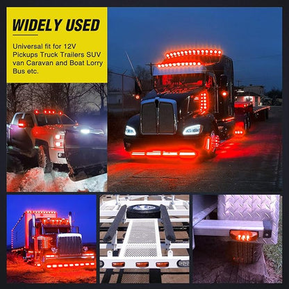 Nilight - TL-32 2PCS 3.9Inch 3 LED Truck Trailer Red Light Front Rear LED Side Marker Lights Clearance Indicator Lamp Rock Light Waterproof Sealed Surface Mounted
