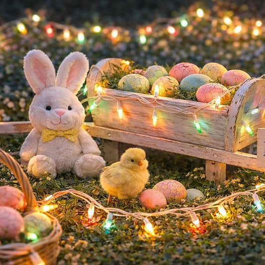Boltigen Easter Slow Twinkle Lights with White Wire, 100 LED Christmas Pastel String Light, 27FT UL Certified Waterproof Connectable for Indoor Outdoor Christmas Holiday Wedding Garden Decor