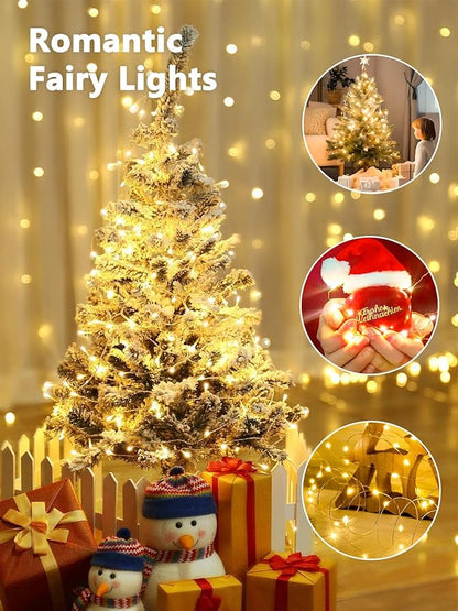 26FT 80 LED Fairy Lights Battery Operated with Remote Control & Timer, 1 Pack String Lights Outdoor Indoor, 8 Modes Twinkle Light for Christmas Party Wedding Birthday Bedroom DIY Décor (Warm White)