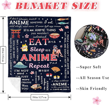 Anime Gifts for Men/Girls/Boys/Women/Him/Her, Kawaii Anime Blanket 60"X50", Unique Christmas/Valentines Day/Graduation Birthday Gifts for Animes Lovers/Fans, Animes Room Decor/Stuff
