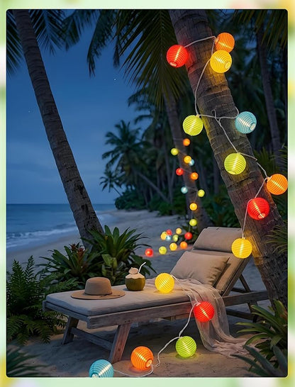 GOOTHY 8.5Ft Multicolor Lantern String Lights Outdoor, Plug in Christmas Decorations String Lights with 10 Mini Colorful Lanterns, Hanging Lanterns Lights for Outdoor Bedroom Bistro Garden Xmas Party