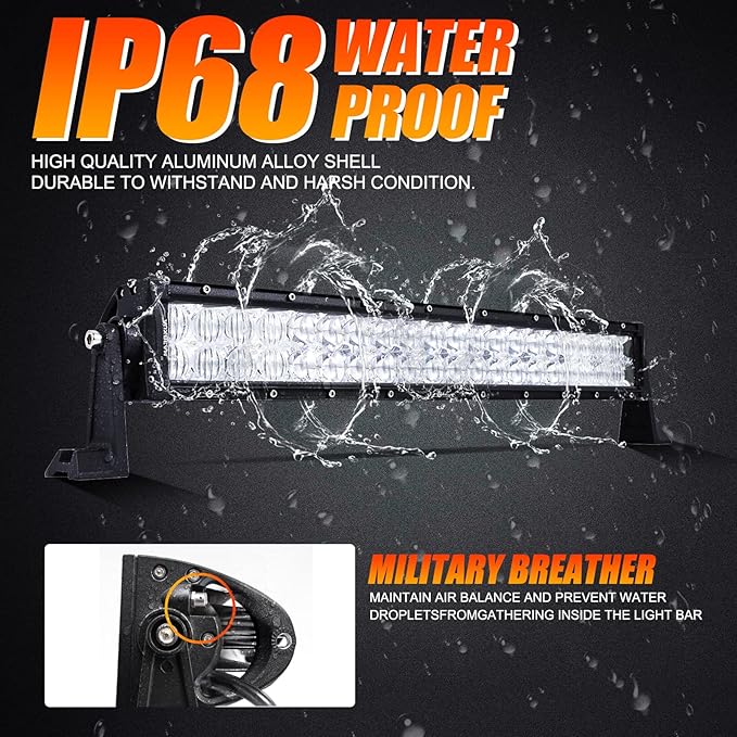 Auxbeam 22" LED Light Bar 120W LED Driving Light Off-Road Lights Spot Flood Combo Work Light Fog Lamp 5D Lens with Wiring Harness for SUV, ATV, UTV, Jeep, Vehicle, Pickup