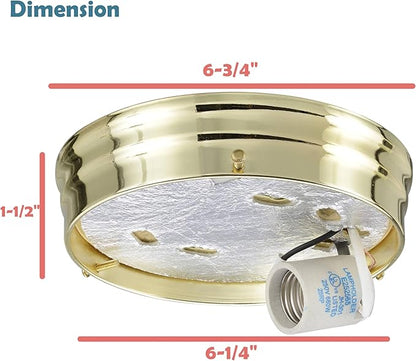 Aspen Creative 22106-06-1, Flush Mount Ceiling Fixture Shade Holder Kit in Brushed Brass Finish 6-1/4" Fitter, 6-3/4" Diameter x 1-1/2" Height