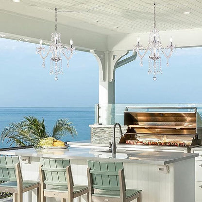 Plug-in 3 Light Crystal Hanging Pendant Lights Acrylic Chandelier with Clear Cord & On/Off Switch H19 D19 for Kitchen Island Girls' Room Dining Area Laundry Pavilion.