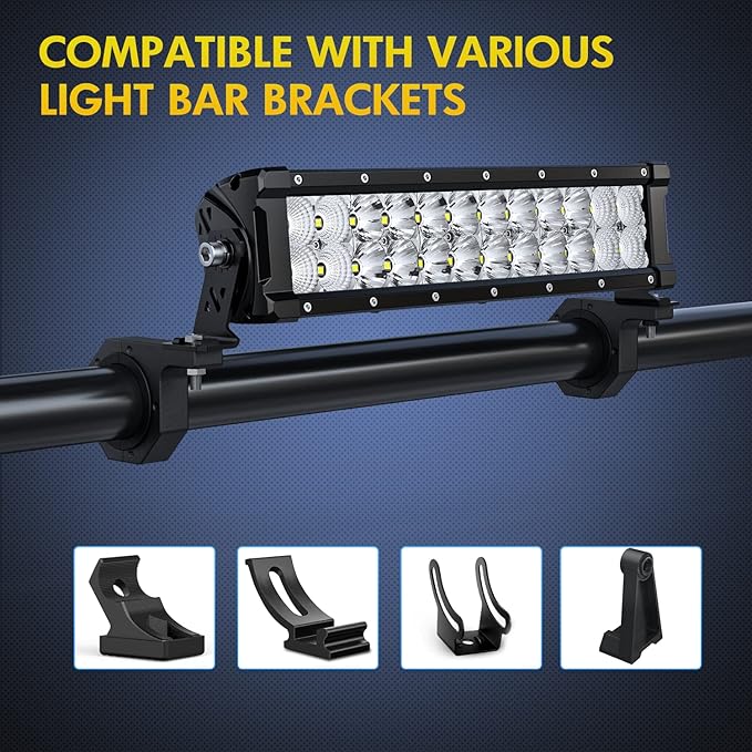 Nilight 2PCS Roll Bar Clamps Mounting Brackets LED Light Mount Clamps Tube Light Mounts Fit on 2.135" 2.25" 2.375" 2.5” Bull Bars Roof Racks Roll Cages for ATV UTV Truck