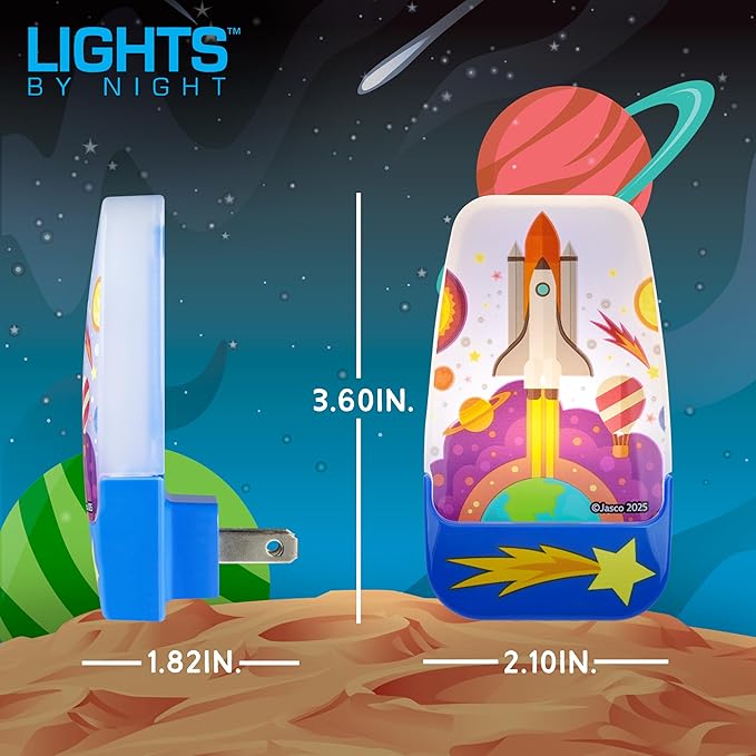 Lights by Night Rocket Space NightLight LED Lights for Kids Room Decor NightLights Plug in Wall Ambient Lighting for Girls Boys Bedroom Bathroom Nursery 81717