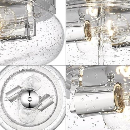 Darkaway Ceiling Light Fixtures Flush Mount Indoor Outdoor Ceiling Light with Seeded Glass Shade for Hallway Kitchen Bedroom Porch Living Room Dining Room Chrome Finish