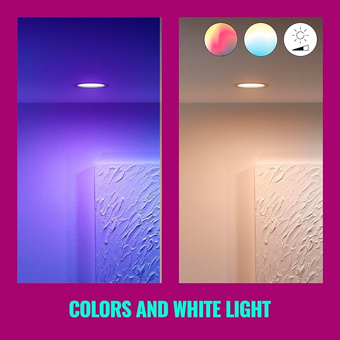 WiZ Connected Smart Retrofit Recessed Downlight, 1000 Lumens, 6 Inch Matter Compatible LED Color Changing Lights, Motion Recessed Lighting Fixture, Connects to Your Wi-Fi, Control with Voice or App