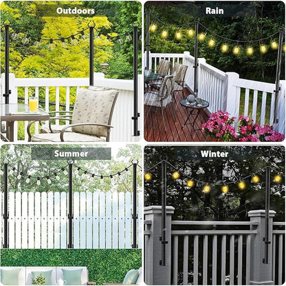 NUERPO 10 Pack String Light Poles,5Ft Metal Poles for Outdoor String Lights,Outdoor Light Poles with Post,Poles/Stand for Outside,Patio,Deck,Backyard,Garden Wedding,Party
