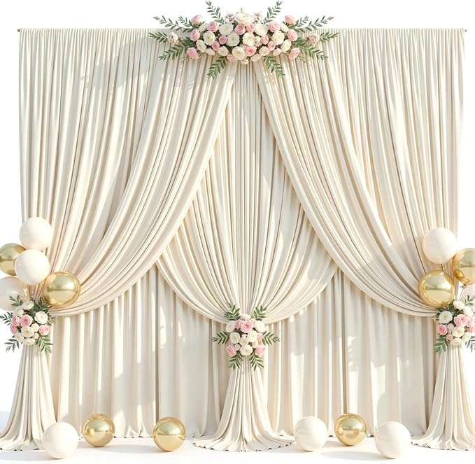 10ft x 15ft Champagne Wrinkle Free Backdrop Curtains for Wedding Party Backdrops Curtain Drapes Fabric Decorations Photo Back Drop Cloth for Baby Shower Photography Stage Reception