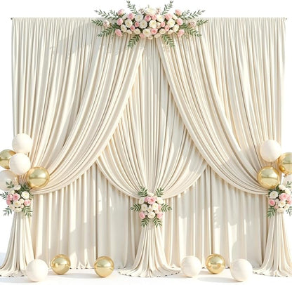 10ft x 15ft Champagne Wrinkle Free Backdrop Curtains for Wedding Party Backdrops Curtain Drapes Fabric Decorations Photo Back Drop Cloth for Baby Shower Photography Stage Reception