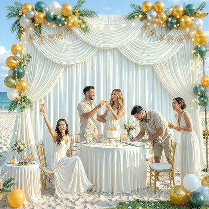 30ft x 15ft Ivory Wrinkle Free Backdrop Curtains for Wedding Party Backdrops Curtain Drapes Fabric Decorations Photo Back Drop Cloth for Baby Shower Photography Stage Reception