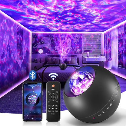 One Fire Galaxy Projector, Vibrant Galaxy Light Projector, White Noise & Bluetooth Room Lights for Bedroom,Remote Timer Kids Night Light,Cute Room Decor for Teen Girl Valentine's Day Gifts