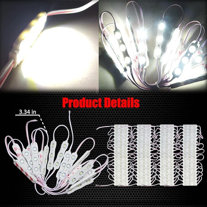Ampper 12V 300 LEDs Interior Van Lights, LED Ceiling Lights for Van RV Boats Caravans Trailers and More (100 Modules, White)