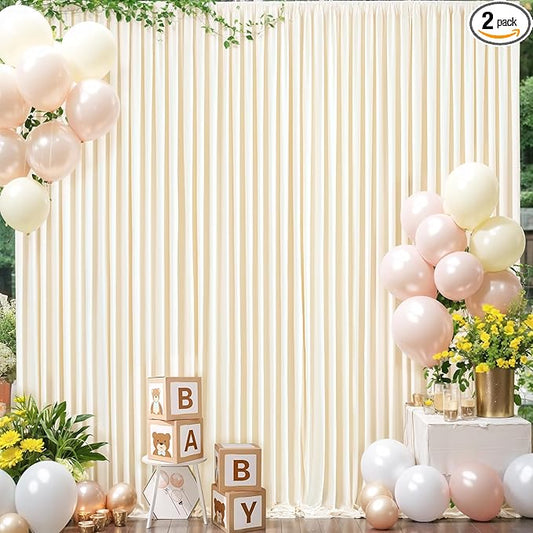 Champagne Backdrop Curtain for Parties Wedding Baby Shower Wrinkle Free Photo Curtains Backdrop Drapes Fabric Decoration for Bridal Shower 5ft x 7ft,2 Panels