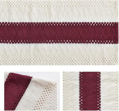 Artoid Mode Red Farmhouse Rustic Table Runner, Seasonal Holiday Hollow Kitchen Dining Table Decoration for Home Party Decor 12x48 Inch