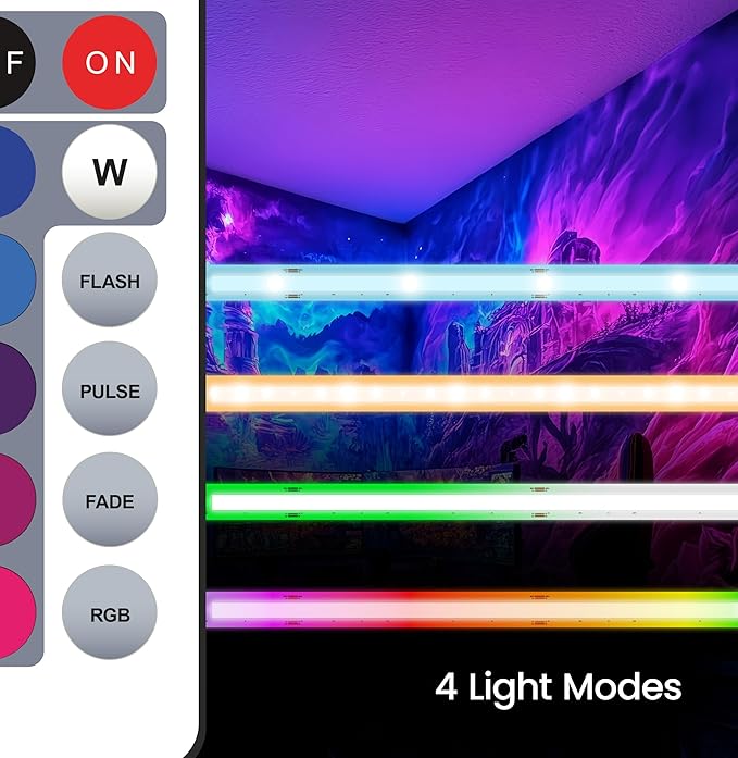 Feit Electric 20ft Color LED Tape Light, COB Technology, Customizable Length, Remote Control, Ultra-Thin 10mm Design, Perfect for Indoor Lighting, Shelves, Cabinets & Staircases, TAPE240/COB/RGB