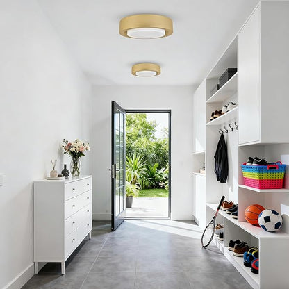 13-Inch Modern Gold Flush Mount Ceiling Light Fixture with White Glass Shade - Ideal for Bedroom, Hallway, Entryway, Living Room, Stairwell, and Kitchen
