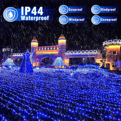 66FT 200 LED Outdoor String Lights, Plug in Christmas Lights Indoor Waterproof, 8 Modes Connectable Twinkle Fairy Lights Clear Wire for Home Garden Patio Wedding Party Decorations, Blue